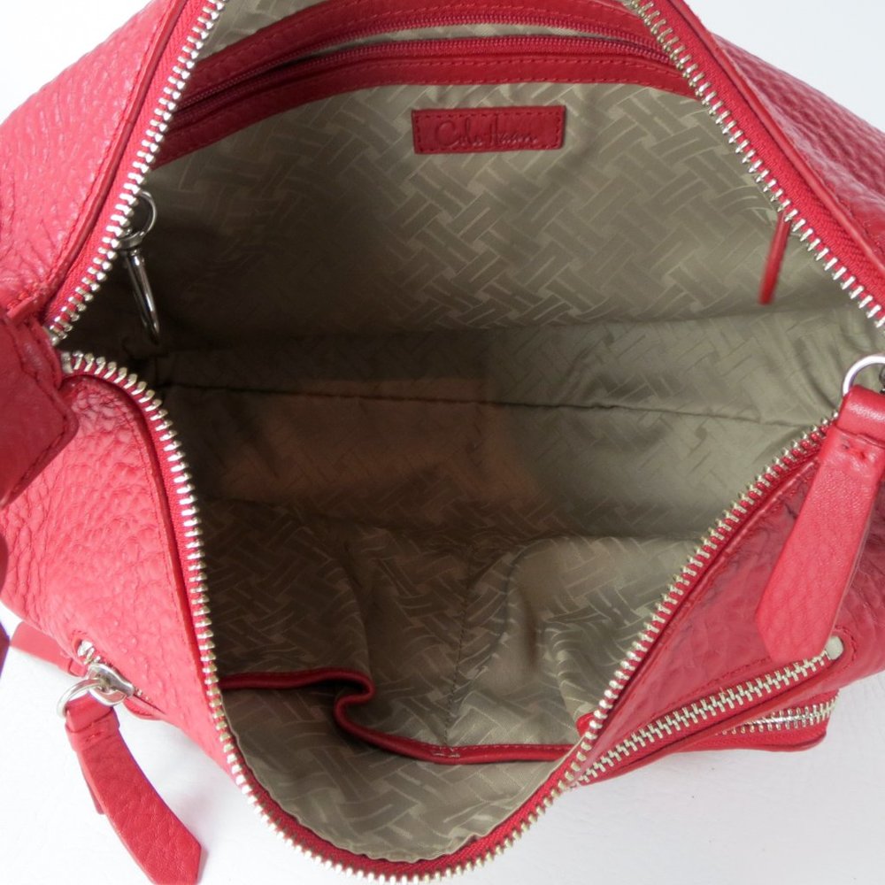 Cole Haan Red Pebbled Leather Hobo Shoulder Bag Slouch Purse Handbag - Picture 12 of 12
